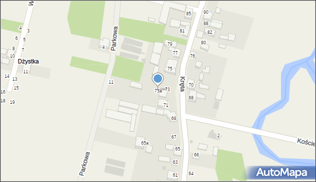 Stary Kocin, Kręta, 73a, mapa Stary Kocin