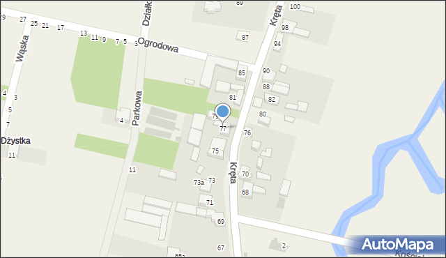 Stary Kocin, Kręta, 77, mapa Stary Kocin