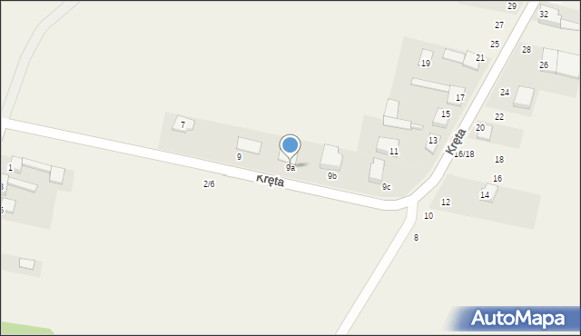 Stary Kocin, Kręta, 9a, mapa Stary Kocin