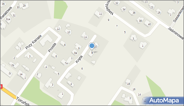 Stary Toruń, Kręta, 8, mapa Stary Toruń