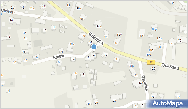 Stegna, Krótka, 1, mapa Stegna