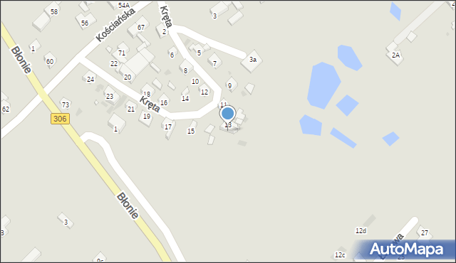 Stęszew, Kręta, 13A, mapa Stęszew