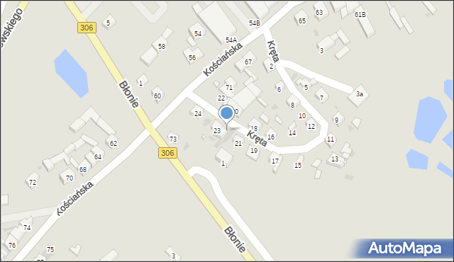 Stęszew, Kręta, 23A, mapa Stęszew