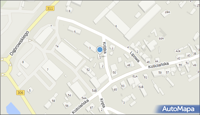 Stęszew, Krótka, 1, mapa Stęszew
