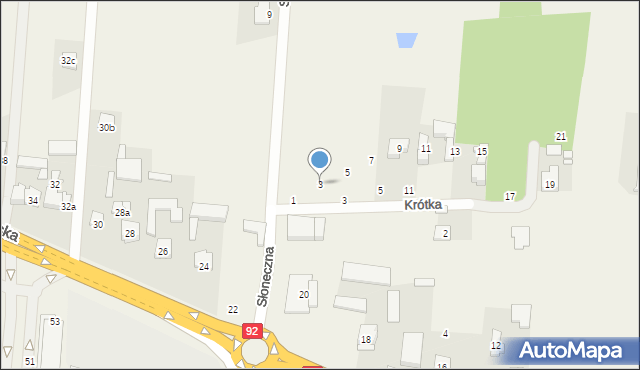 Stojadła, Krótka, 3, mapa Stojadła