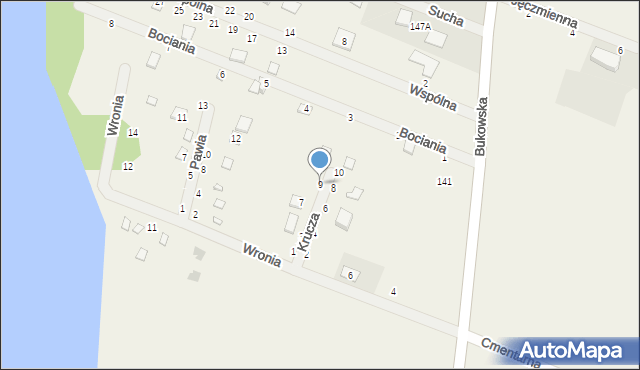 Strykowo, Krucza, 9, mapa Strykowo