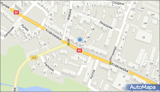 Strzelce Opolskie, Krakowska, 13, mapa Strzelce Opolskie