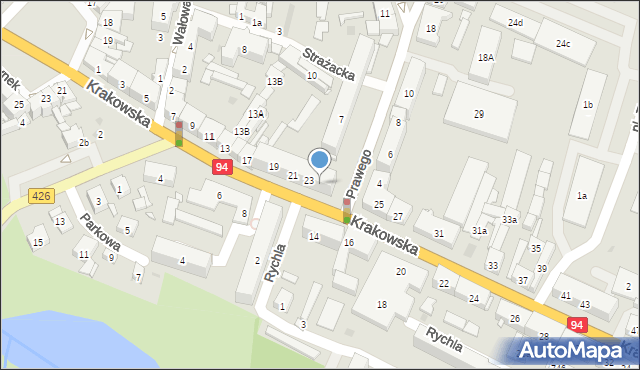 Strzelce Opolskie, Krakowska, 23a, mapa Strzelce Opolskie