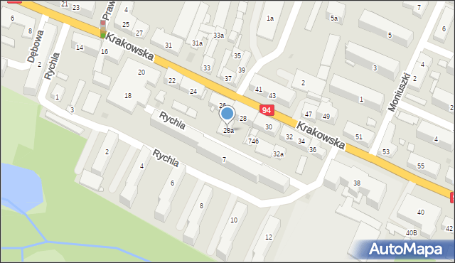 Strzelce Opolskie, Krakowska, 28a, mapa Strzelce Opolskie
