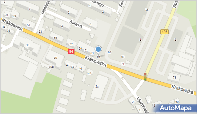 Strzelce Opolskie, Krakowska, 65, mapa Strzelce Opolskie