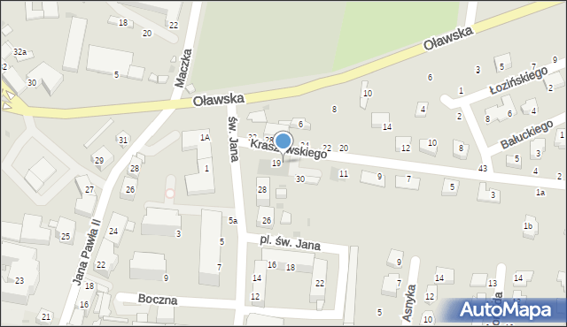 Strzelin, Kraszewskiego Józefa Ignacego, 19a, mapa Strzelin
