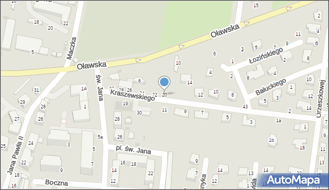 Strzelin, Kraszewskiego Józefa Ignacego, 20, mapa Strzelin