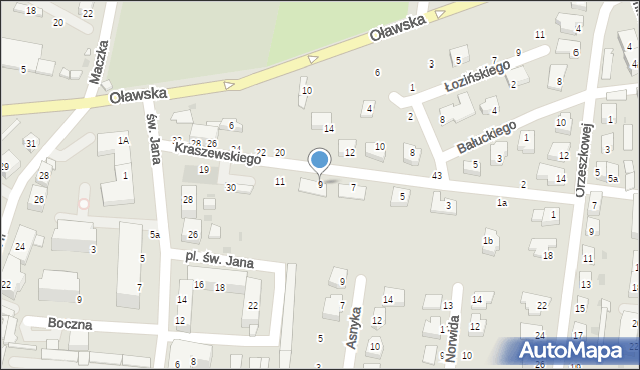 Strzelin, Kraszewskiego Józefa Ignacego, 9, mapa Strzelin
