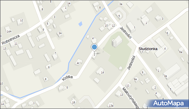 Studzionka, Krótka, 1, mapa Studzionka