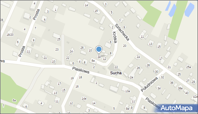 Sucha, Krótka, 14, mapa Sucha