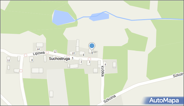 Suchostruga, Krótka, 6, mapa Suchostruga