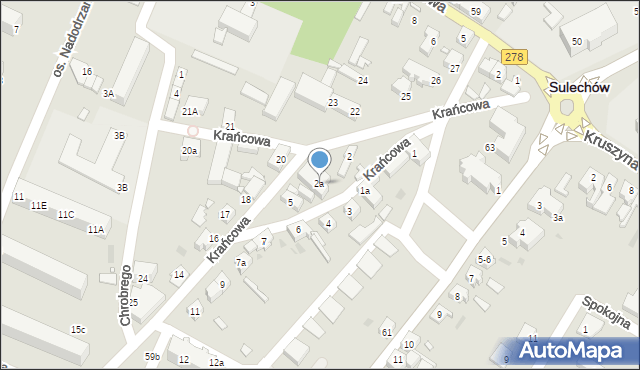 Sulechów, Krańcowa, 2a, mapa Sulechów