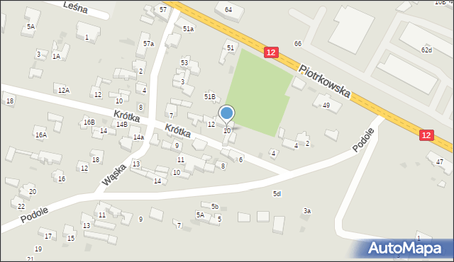 Sulejów, Krótka, 10, mapa Sulejów