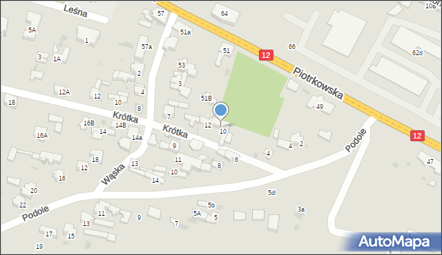 Sulejów, Krótka, 8, mapa Sulejów