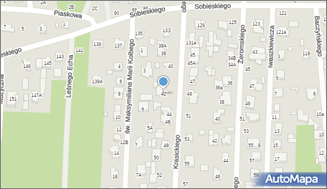 Sulejówek, Krasickiego Ignacego, bp., 42, mapa Sulejówek