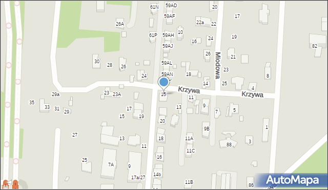 Sulejówek, Krzywa, 15, mapa Sulejówek