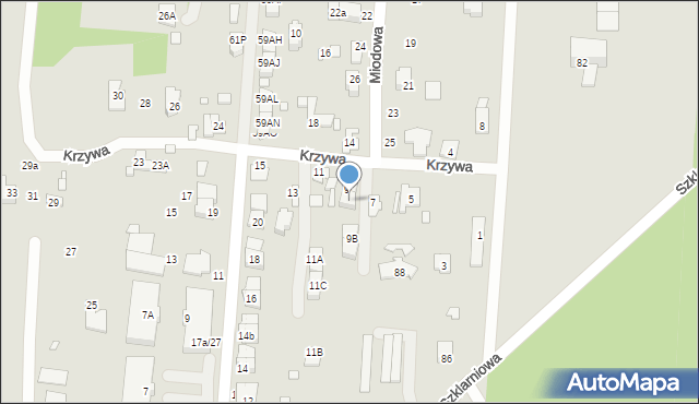 Sulejówek, Krzywa, 9A, mapa Sulejówek