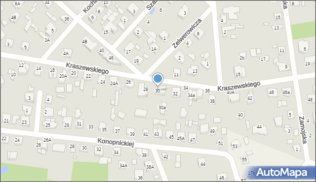 Sulejówek, Kraszewskiego, 30, mapa Sulejówek