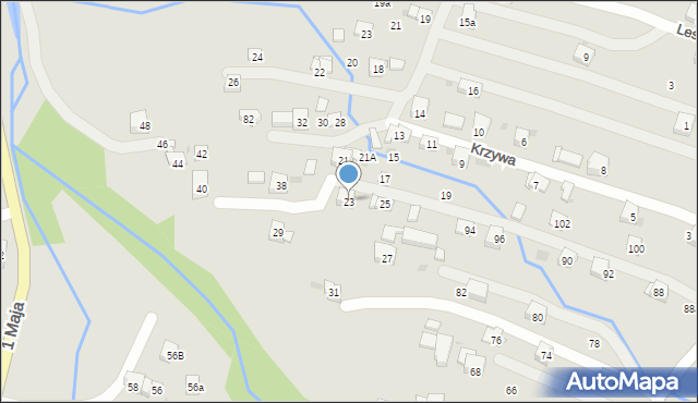 Sułkowice, Krzywa, 23, mapa Sułkowice