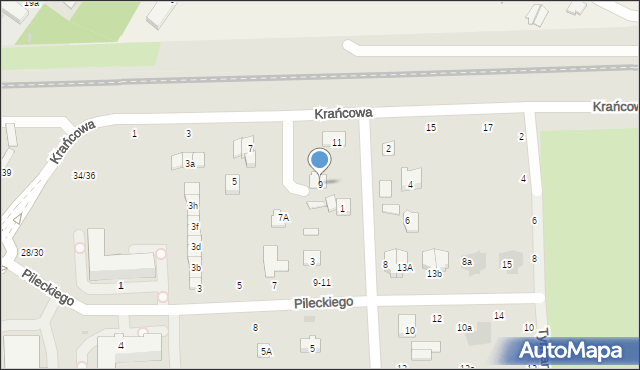 Świdnik, Krańcowa, 9, mapa Świdnika