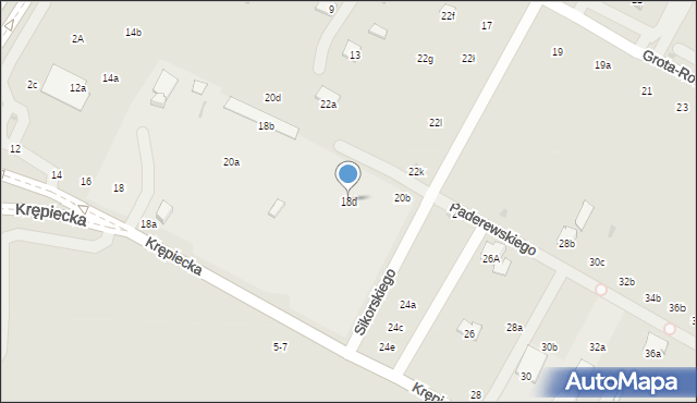 Świdnik, Krępiecka, 18d, mapa Świdnika