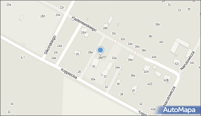 Świdnik, Krępiecka, 30b, mapa Świdnika