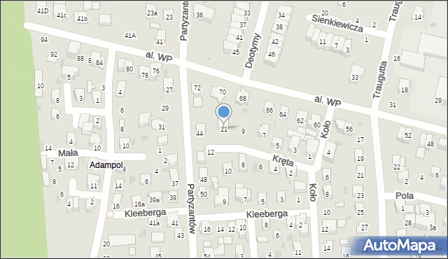 Świdnik, Kręta, 11, mapa Świdnika