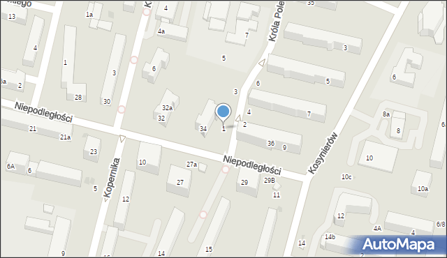 Świdnik, Króla Pole, 1, mapa Świdnika