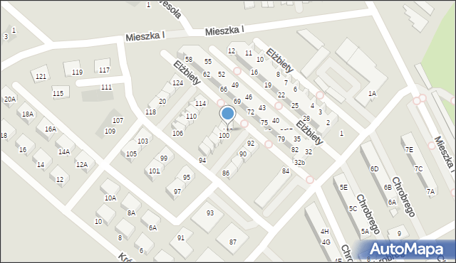 Świebodzice, Królowej Elżbiety, 102, mapa Świebodzice