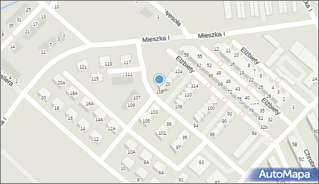 Świebodzice, Królowej Elżbiety, 118, mapa Świebodzice