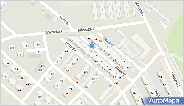 Świebodzice, Królowej Elżbiety, 48, mapa Świebodzice