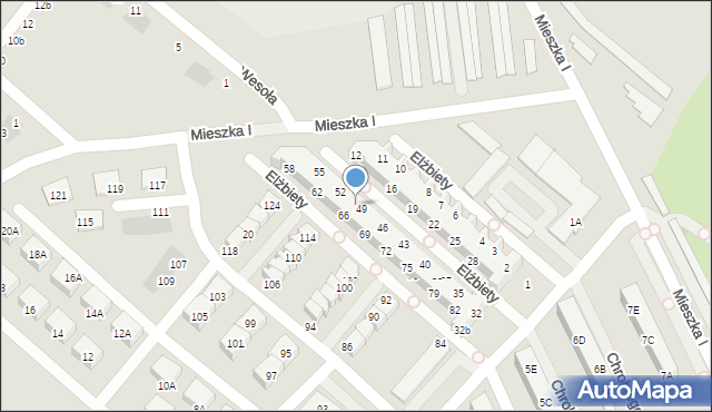 Świebodzice, Królowej Elżbiety, 50, mapa Świebodzice