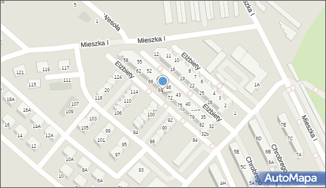 Świebodzice, Królowej Elżbiety, 70, mapa Świebodzice