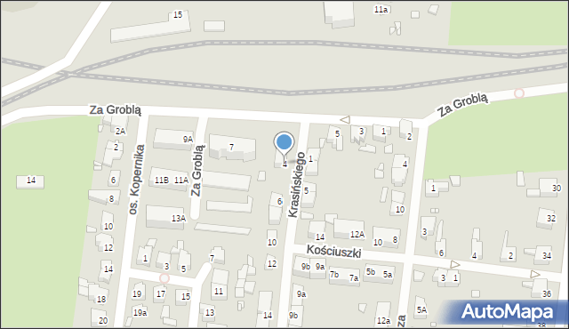 Świebodzin, Krasińskiego, 4, mapa Świebodzin