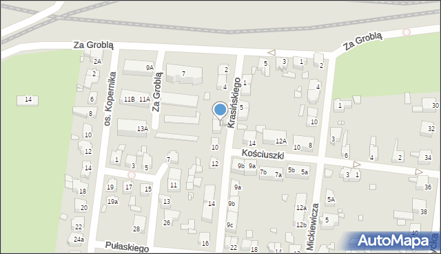 Świebodzin, Krasińskiego, 8, mapa Świebodzin