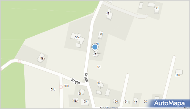 Świerczyniec, Kręta, 47, mapa Świerczyniec