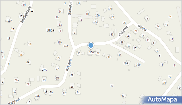 Świerzowa Polska, Krzywa, 30A, mapa Świerzowa Polska