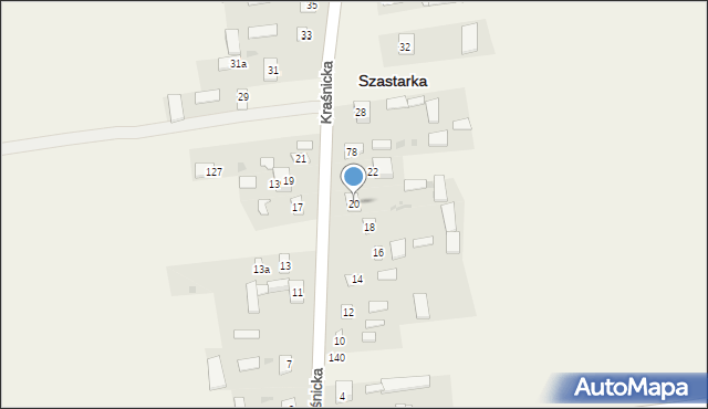 Szastarka, Kraśnicka, 20, mapa Szastarka