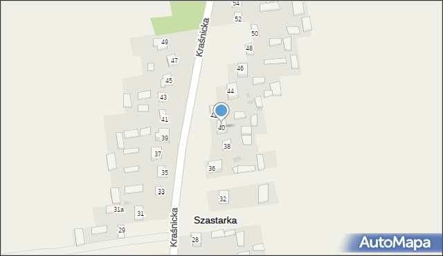 Szastarka, Kraśnicka, 40, mapa Szastarka