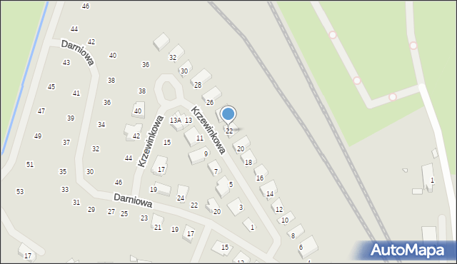 Szczecin, Krzewinkowa, 22, mapa Szczecina