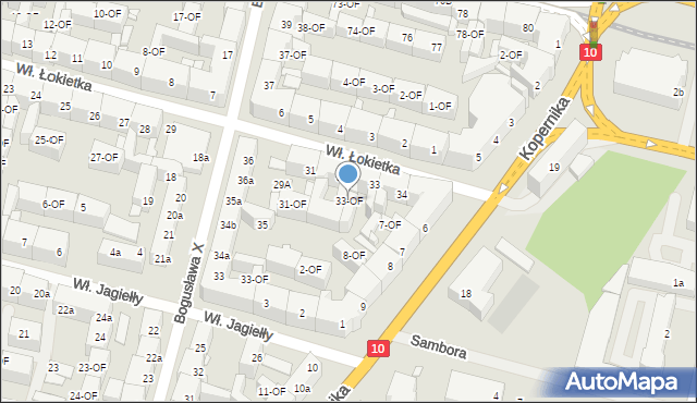 Szczecin, Króla Władysława Łokietka, 33-OF, mapa Szczecina