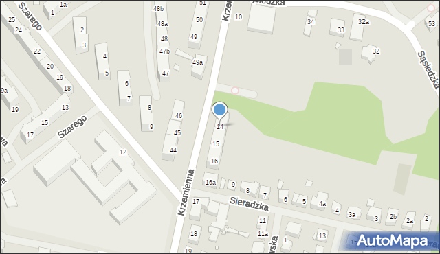 Szczecin, Krzemienna, 14, mapa Szczecina