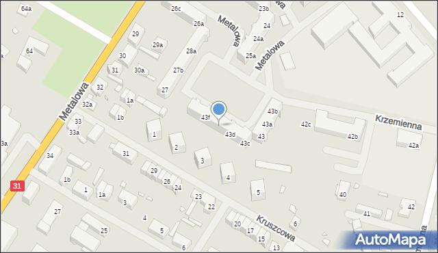 Szczecin, Krzemienna, 43e, mapa Szczecina