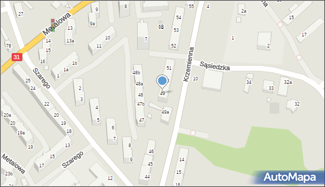 Szczecin, Krzemienna, 49, mapa Szczecina