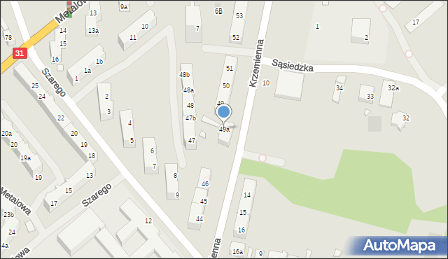 Szczecin, Krzemienna, 49a, mapa Szczecina